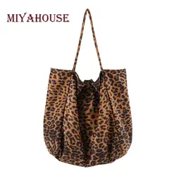 Miyaho Применение Повседневное леопардовый рисунок на ремне для женщин большой Ёмкость Хлопок Tote сумки Для женщин ежедневно Применение