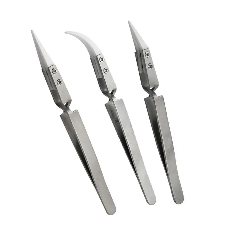 

Anti-Static Reverse Ceramic Tweezers Electronic Cigarette Heat Resistant Conductive Curved Straight Tweezers