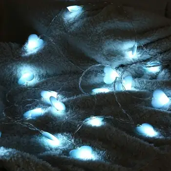 

16/20 Led Fabric Pink Blue Love Heart Luminaria Battery Operated String Lights 2/3m LED Decor For Garland On The Window