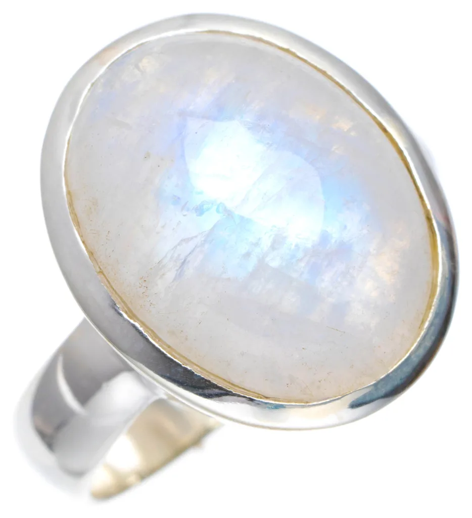 

Natural Rainbow Moonstone Handmade Unique 925 Sterling Silver Ring 7.25 A1123