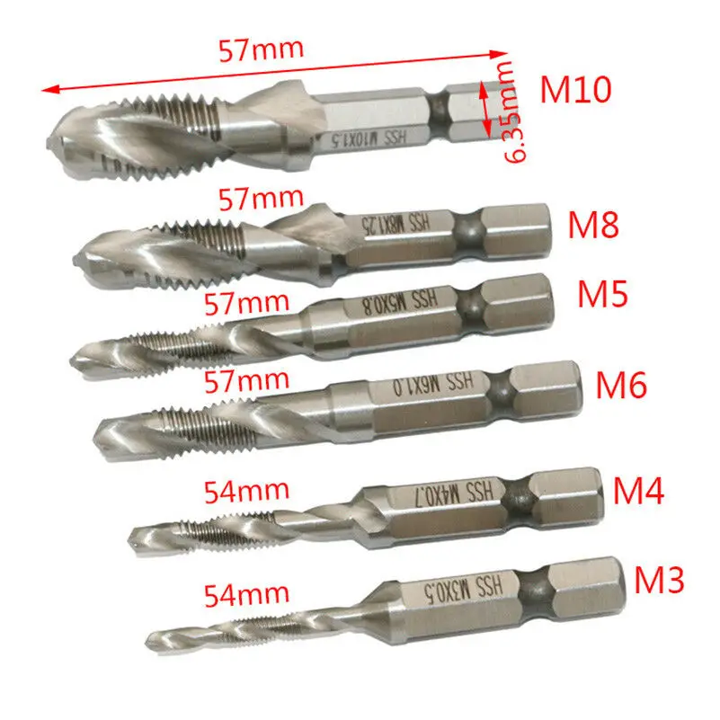 6 шт./партия M3 M10 сверла и 1/4 &quotс шестигранным хвостовиком набор сверл