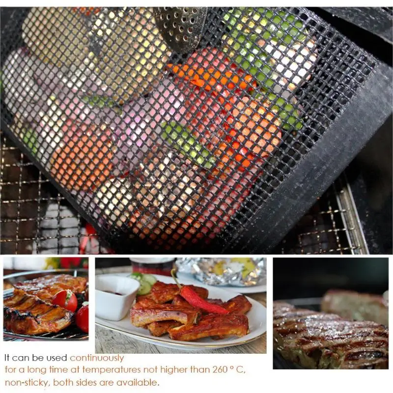 PTFE Non Stick BBQ Mesh Grill Bag High Temperature Barbecue Baking Mat