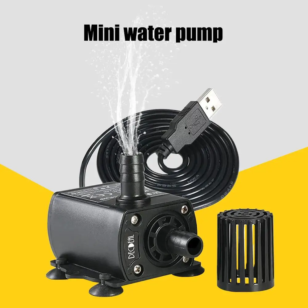 

250 L/H Max 2M Water Pump Electric Submersible Pump DC 5V For Aquarium Fountain Garden House Hydroponics With USB Connector