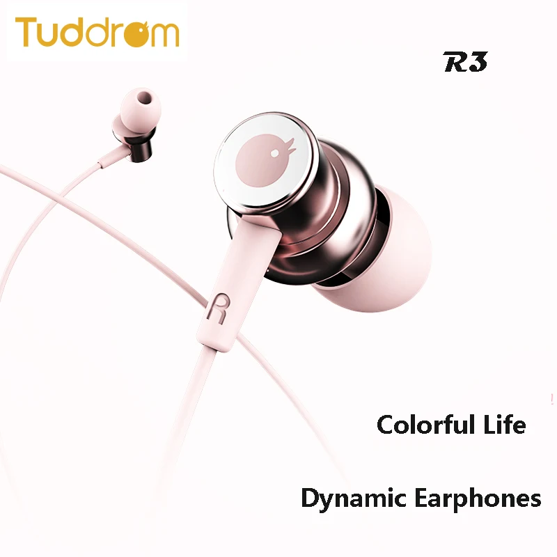 

Tuddrom R3 Metal Earphone In-Ear Dynamic Headset with Microphone Volume Control Metal 3.5mm plug For Iphone and Android phone