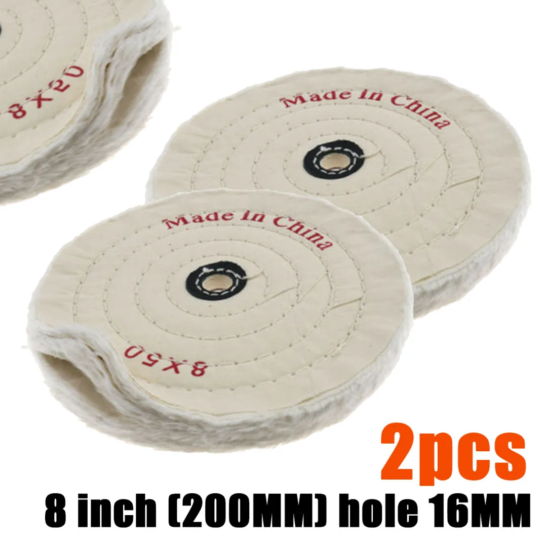 

New 2Pcs 200mm White Lint Grinding Polishing Wheel Polishing Buffing Wheel Kit For Abrasive Tools