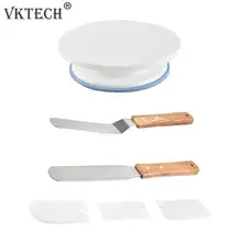 6 шт./компл. ручная круглая пластиковая тарелка для торта Поворотная Лопата лопатка вращающаяся подставка для торта противоскользящие инструменты для украшения торта