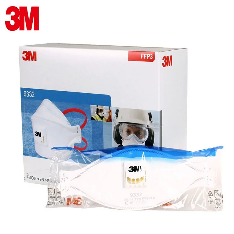 

10pcs 3M 9332 Anti-dust Protective Gas Mask Anti-fog PM2.5 Industrial High Toxic Radioactive Particles Exhalation Valve FFP3