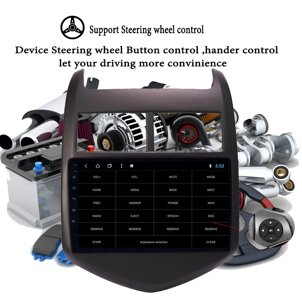 Perfect 1DIN 4+64GB Android 9.1 CAR Audio DVD player FOR Cheverolet aveo SONIC 2011 - 2013 gps Multimedia head device unit Tape Recorder 4