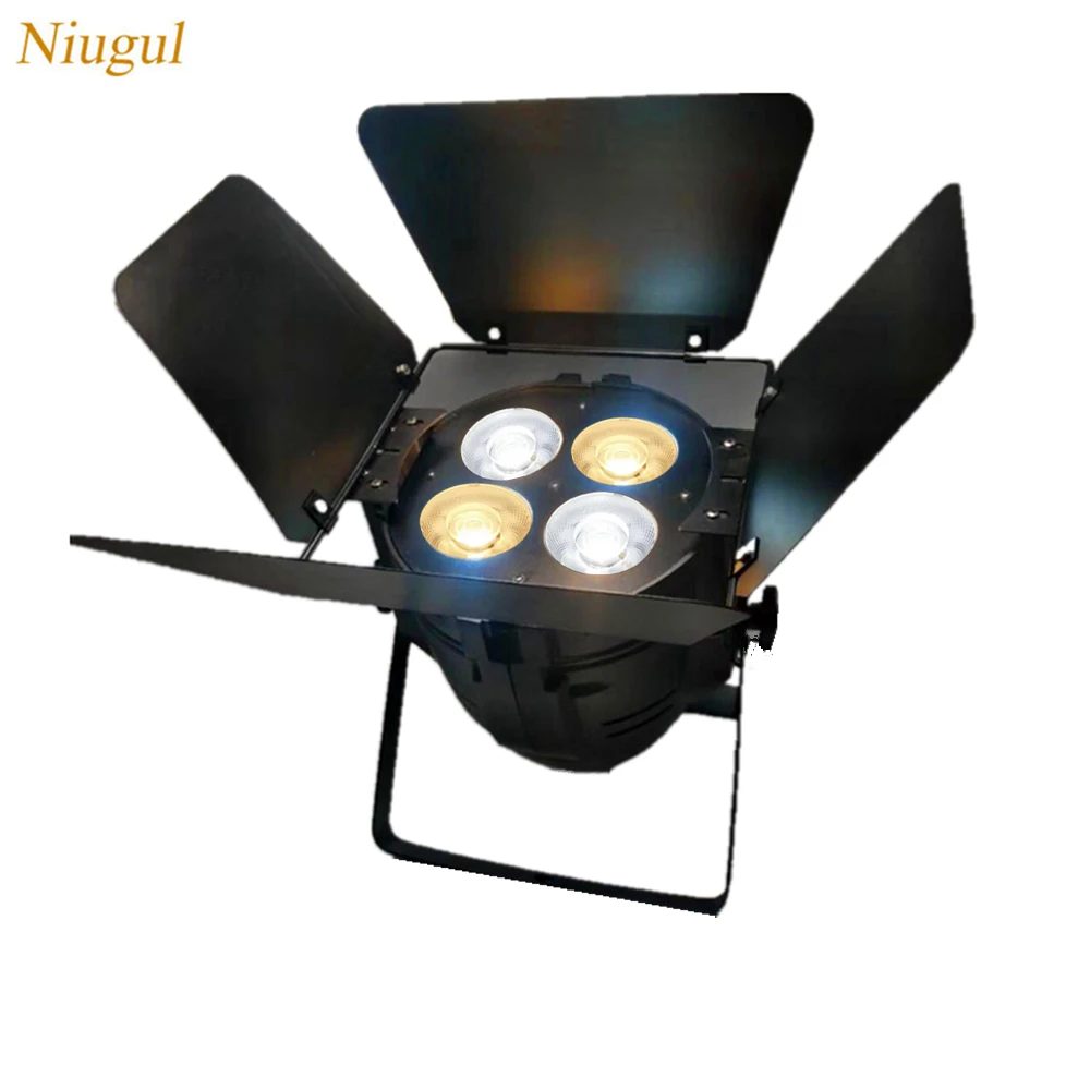 

4pcs/lot 200W LED COB Par Light With Barn Doors/4x50W Spotlight/Warm+Cold White Stage Wash Effect Lighting/4 Eyes COB LED Lights