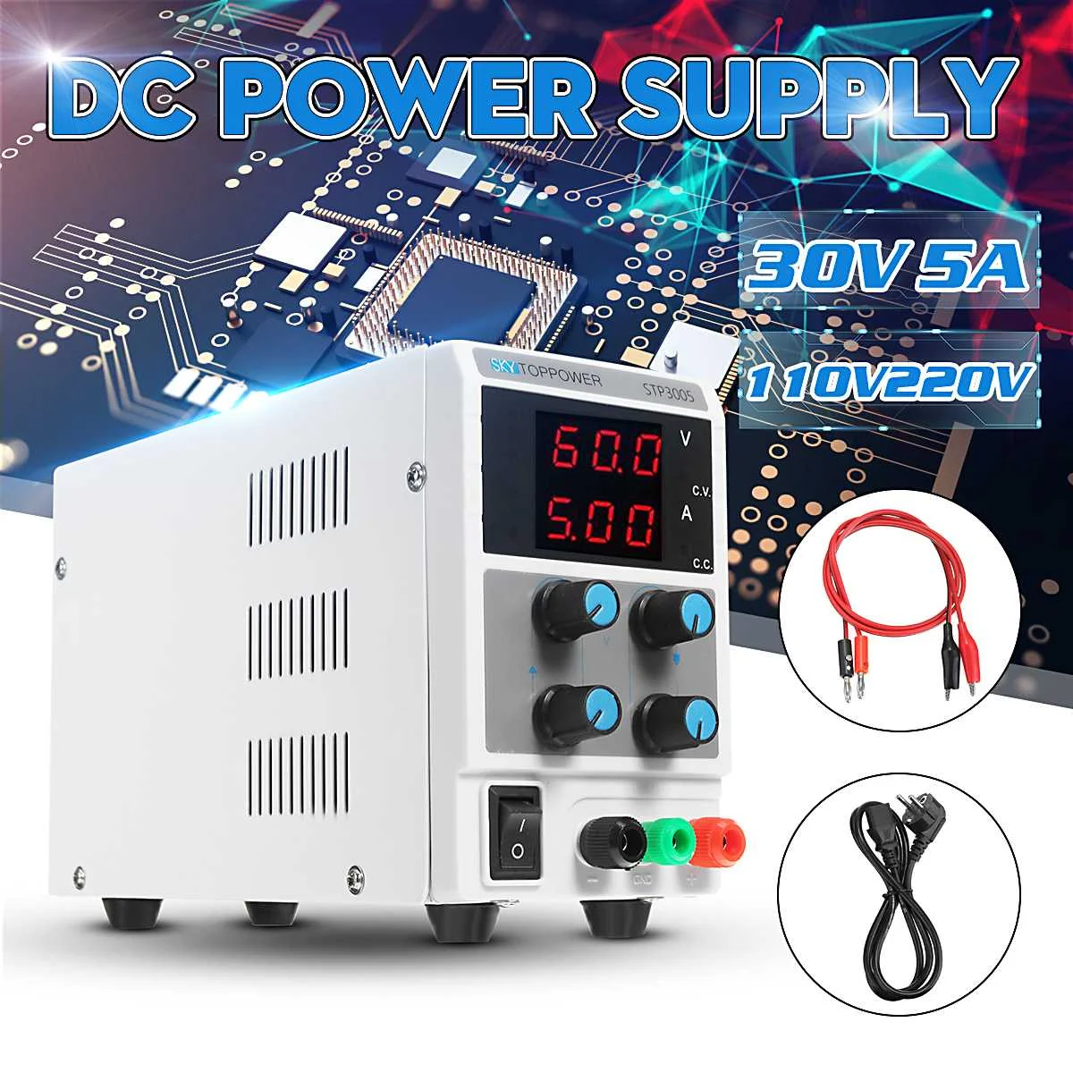 

Volatage Regulatror 30V 5A LED Display Adjustable PWM Switching Regulator DC Power Supply Laptop Repair Rework 110v - 220v