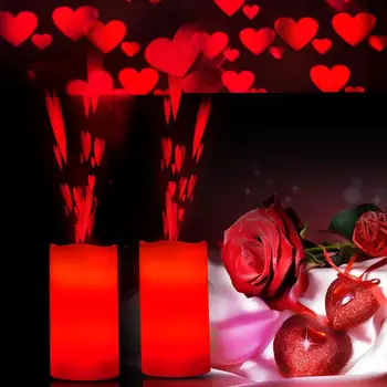 

SOLLED Mini LED Candle Projection Lamp Christmas Snowflakes Romantic Heart with Remote Control Rotating Projector Lamp