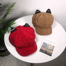 Pelosi отправка шляп мама осень и зима шаблон милые кошачьи ушки бейсбольная Корейская японская универсальная Кепка Вельветовая остроконечная Кепка