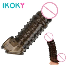 IKOKY Penis Rings Cock Sleeves Realistic Dildo Male Delay Ejaculation Penis Extender Sex Toys For Men Adult Products Erotic