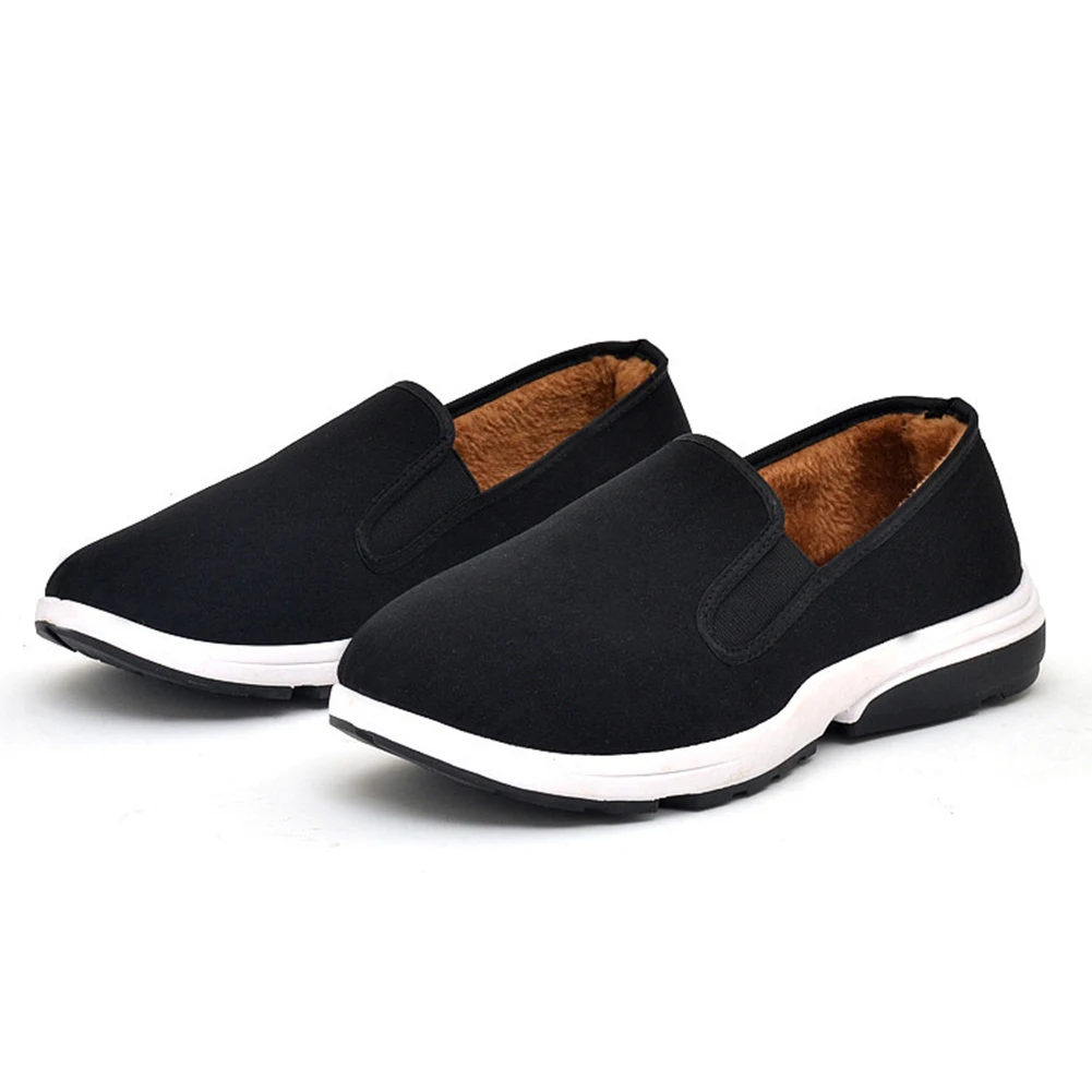 

2018 New Men Winter Warm Slip On Shallow Mouth Plus Velvet Low Heels Casual Cloth Shoes Fashion Light Breathable Footwear Hot