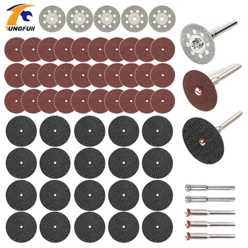 60pc Diamond Cutting Discs Sanding Grinding Wheel Circular Saw Blade Woodworking Metal Dremel Mini Drill Rotary Tool Accessories