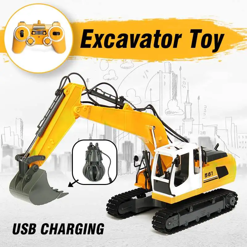 

Kids RC Excavator 17 Channel 2.4G Remote Control Construction Truck Crawler Digger Tractor Model Engineering Vehicle Toy