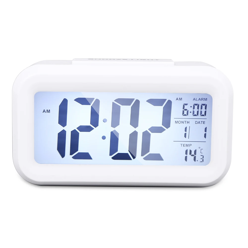

Famirosa Digital LCD Display Alarm Clock With Backlight Square Digital Clock Home Decor Electronic Alarm Snooze Clock