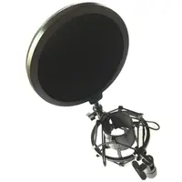 Soporte de choque de micrófono profesional con escudo, cabezal articulado telescópico, altura