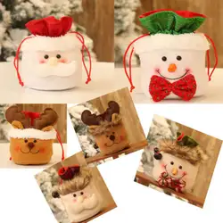 Новый милый детский Рождественский хлопковый маленький подарок конфеты яблоко сумка Санта Клаус Снеговик Лось Рождественский Декор