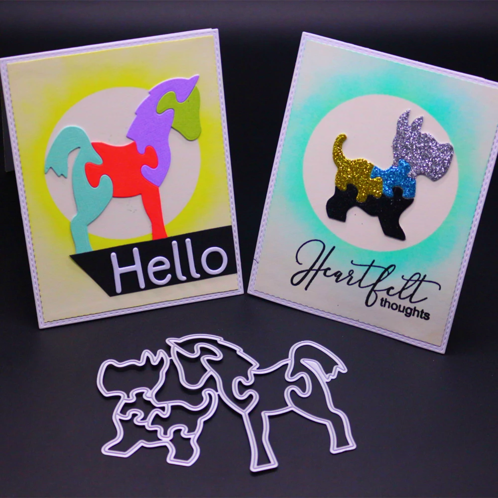 

YINISE 068 HORSE DOG SCRAPBOOK Metal Cutting Dies For Scrapbooking Stencils DIY Album Cards Decoration Embossing Folder Die Cuts