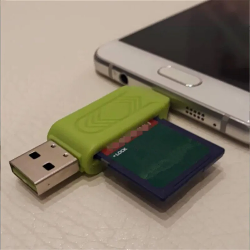 Micro USB OTG TF/SD Pembaca Kartu untuk Ponsel Tablet PC Media Player Warna Secara Acak