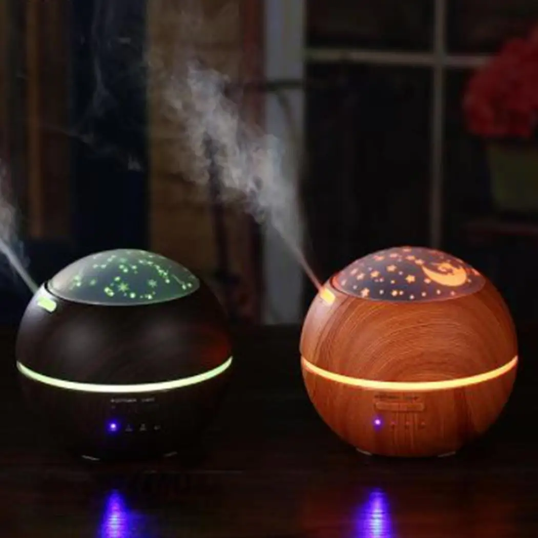 Humidifier Ultrasonic Aromatherapy Diffuser Light Shadow Wood Grain