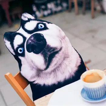 

Funny Husky Dog Shaped Pillow Innovative Simulation Large Expressions Waist Soft Cotton Plush Pillow House Decoration