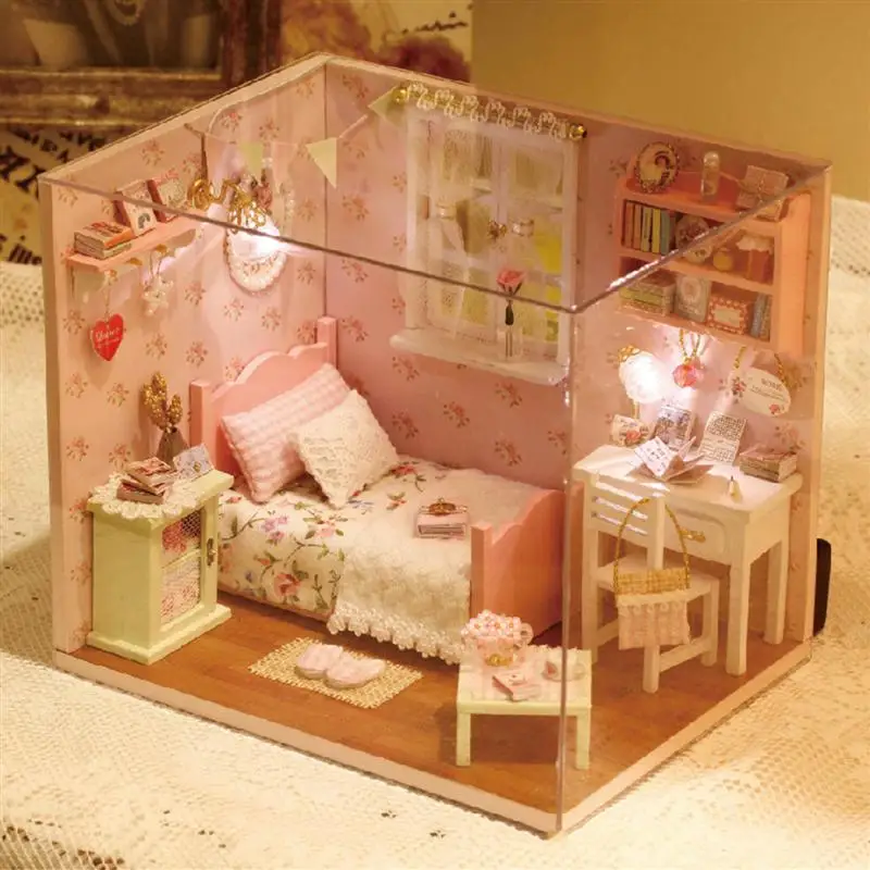 1 шт. DIY кукольный домик в сборке, креативный кукольный домик ручной работы, маленький домик, миниатюрный набор, подарок на день рождения, День святого Валентина для девочек и мальчиков