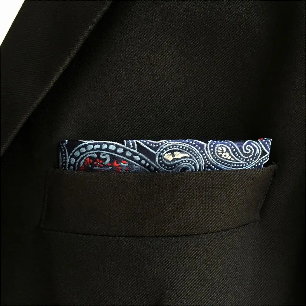 EH01 мужской, карманный, квадратный платье Синий Пейсли шелк модный носовой платок для Для мужчин большой 12," Бизнес
