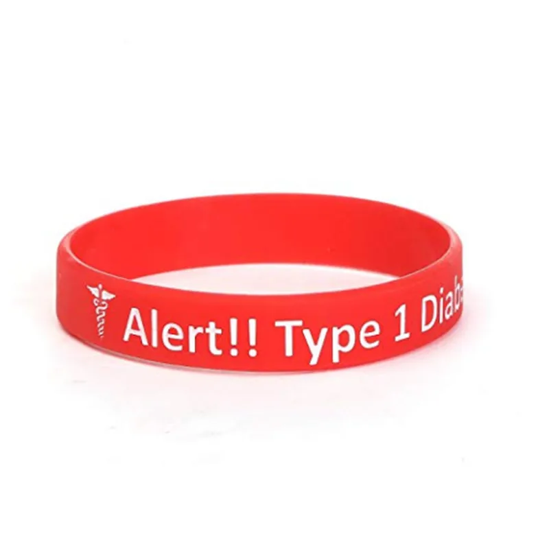 CHILD SIZE DIABETES TYPE 1 MEDICAL wristband silicone bracelet bangle AWARENESS