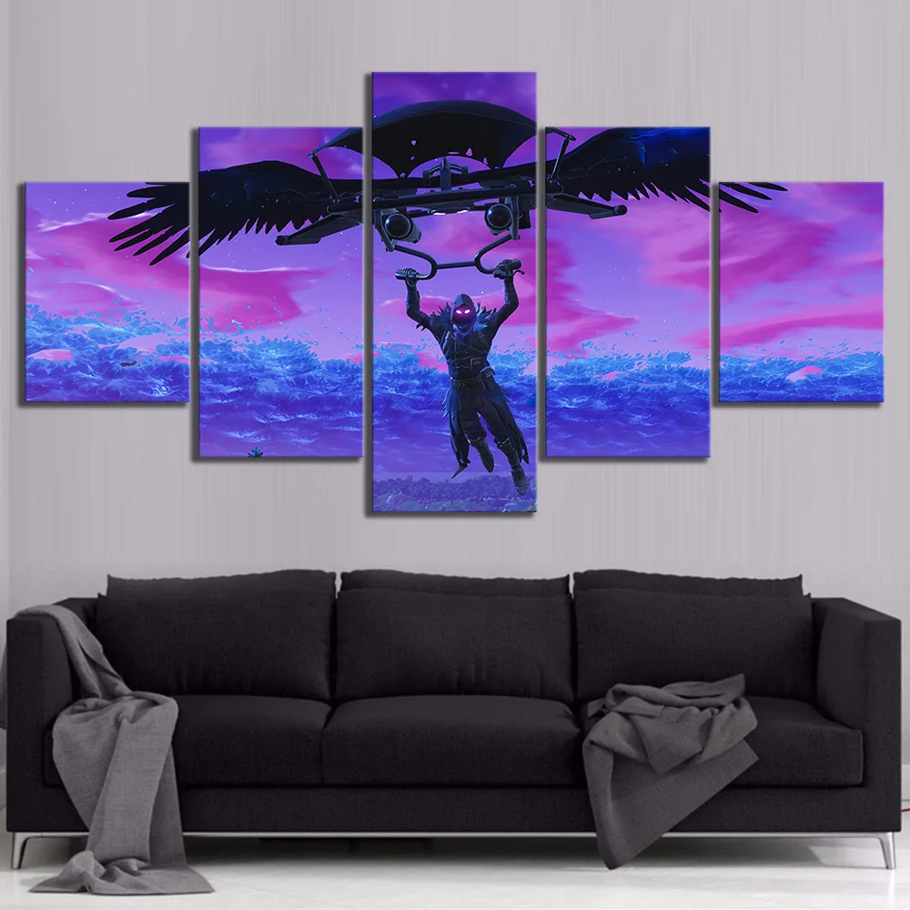 

5 Piece Fortnight Battle Royale Game Poster Paintings on Canvas Fort Cartoon Nite Wall Pictures Decor Canvas Wholesale