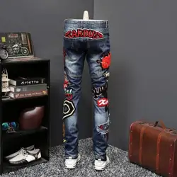 Pantalones vaqueros bordados de alta calidad para праздники nocturnas pantalones vaqueros para hombre 29-38