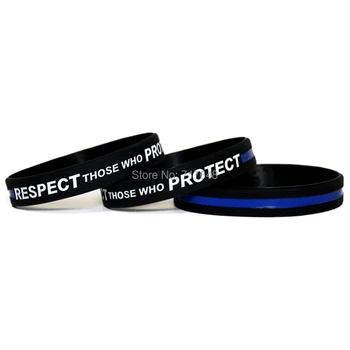 

100pcs Respect Those Who Protect Thin Blue Line wristband silicone bracelets free shipping by ePacket A
