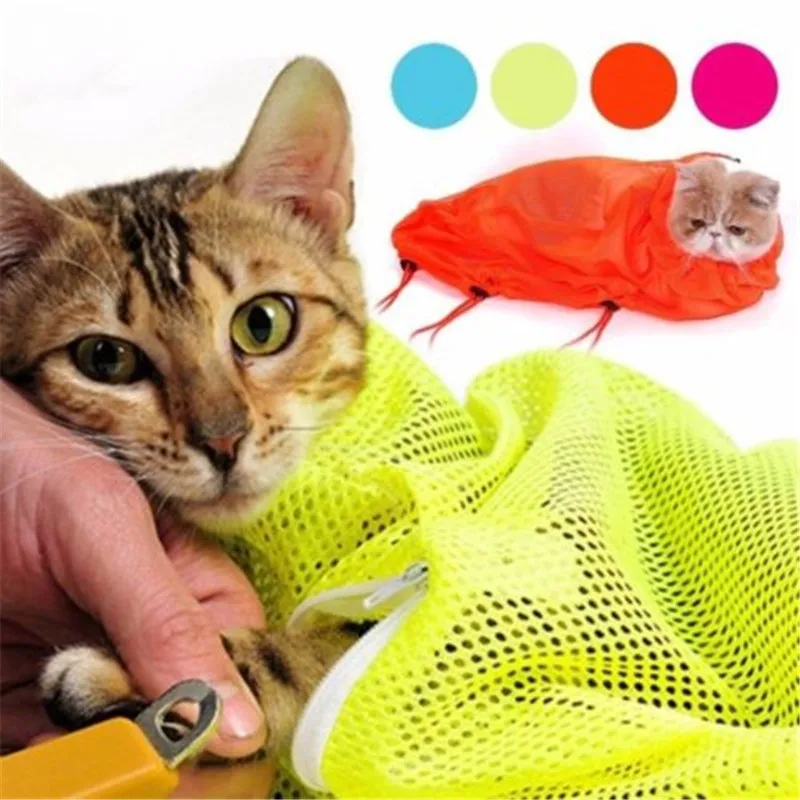 Fashion Cat Grooming Bathing Mesh Bag For Nail Trimming Pet Shower