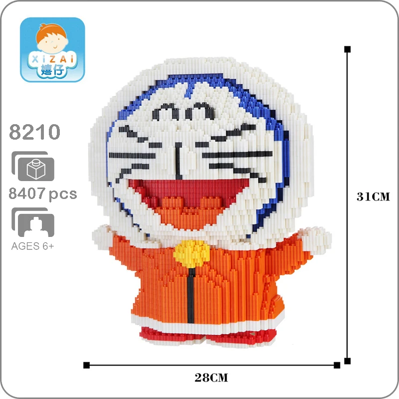 

Xizai 8210 Anime Doraemon Winter Cat Snow Animal Micro DIY 3D Model Mini Building Blocks Bricks Assembly Toy 31cm tall no Box