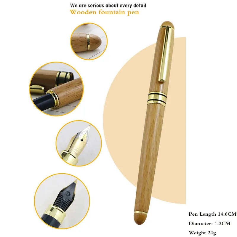 Ретро бамбуковая авторучка из натурального бамбука, Подарочная офисная деловая ручка для совещаний Подарочный авторучка для школьников, инструмент для письма, деревянная ручка