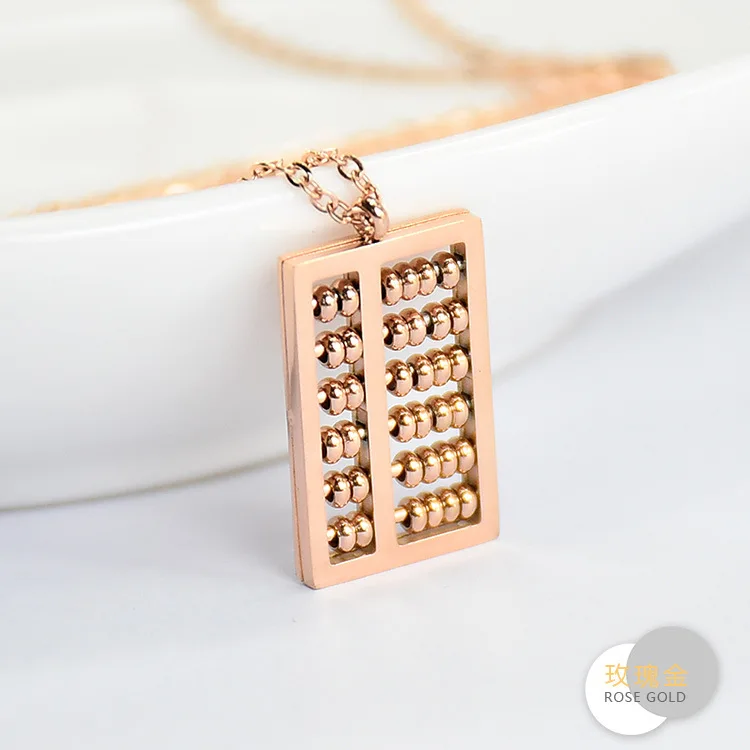 

Stainless Steel Rose Gold Plated Necklace Titanium Abacus Pendants Necklace x30