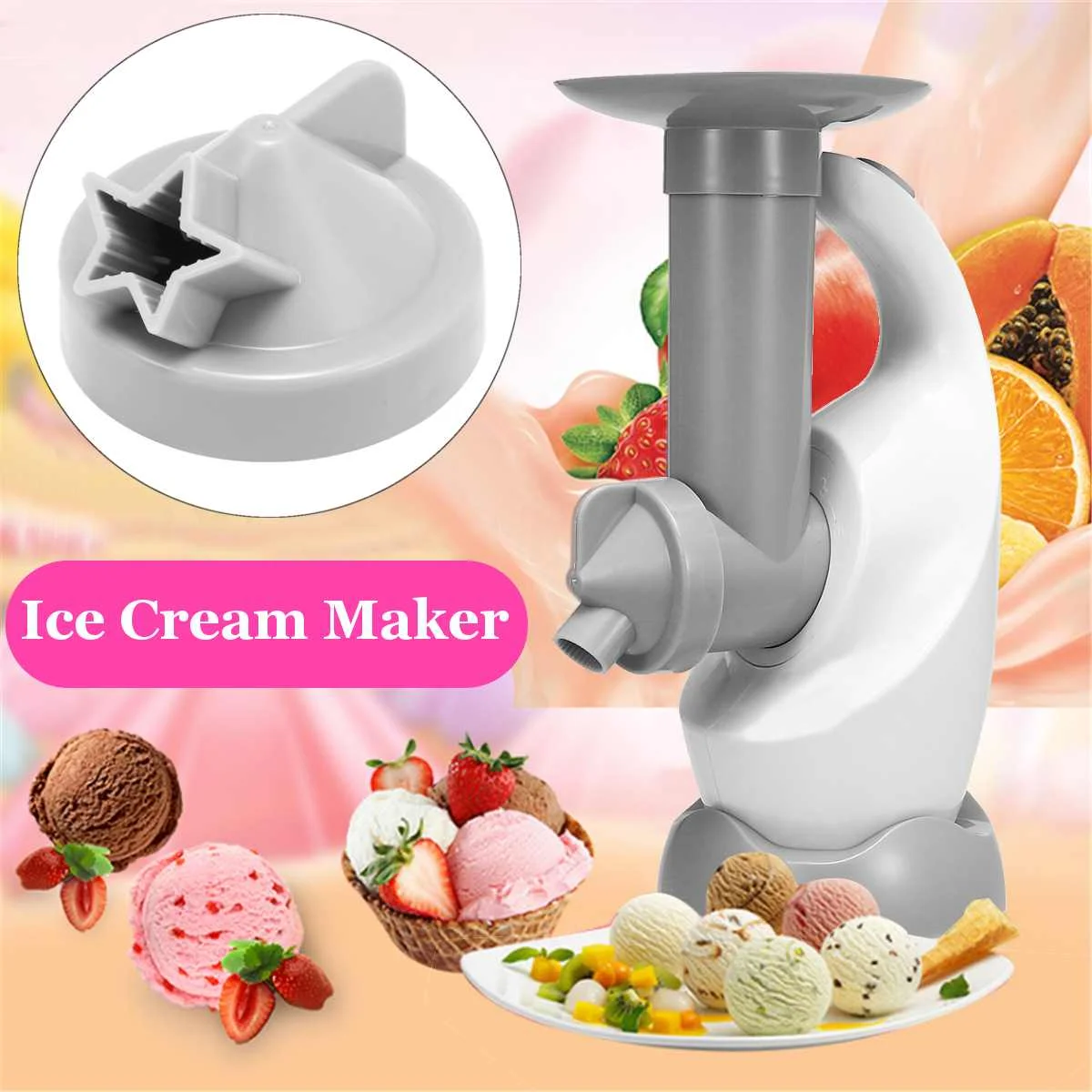Free Shipping Automatic Ice Cream Maker Fruit Yogurt Dessert Freezer Machine DIY Fruit Dessert Ice Cream Machine Milkshake Maker
