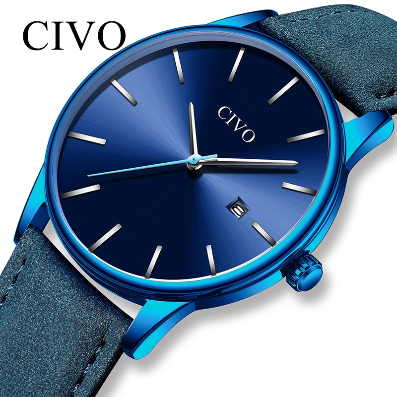 

CIVO Fashion Casual Quartz Watches Men Sport Waterproof Watch Male Clock Minimalist Slim Leather Strap Watch Relogio Masculino