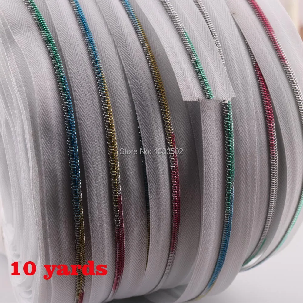 

10Yards 3# rainbow Color Nylon Teeth Zippers Beautiful zipper for bags shoes garment luggage sewing Accessories