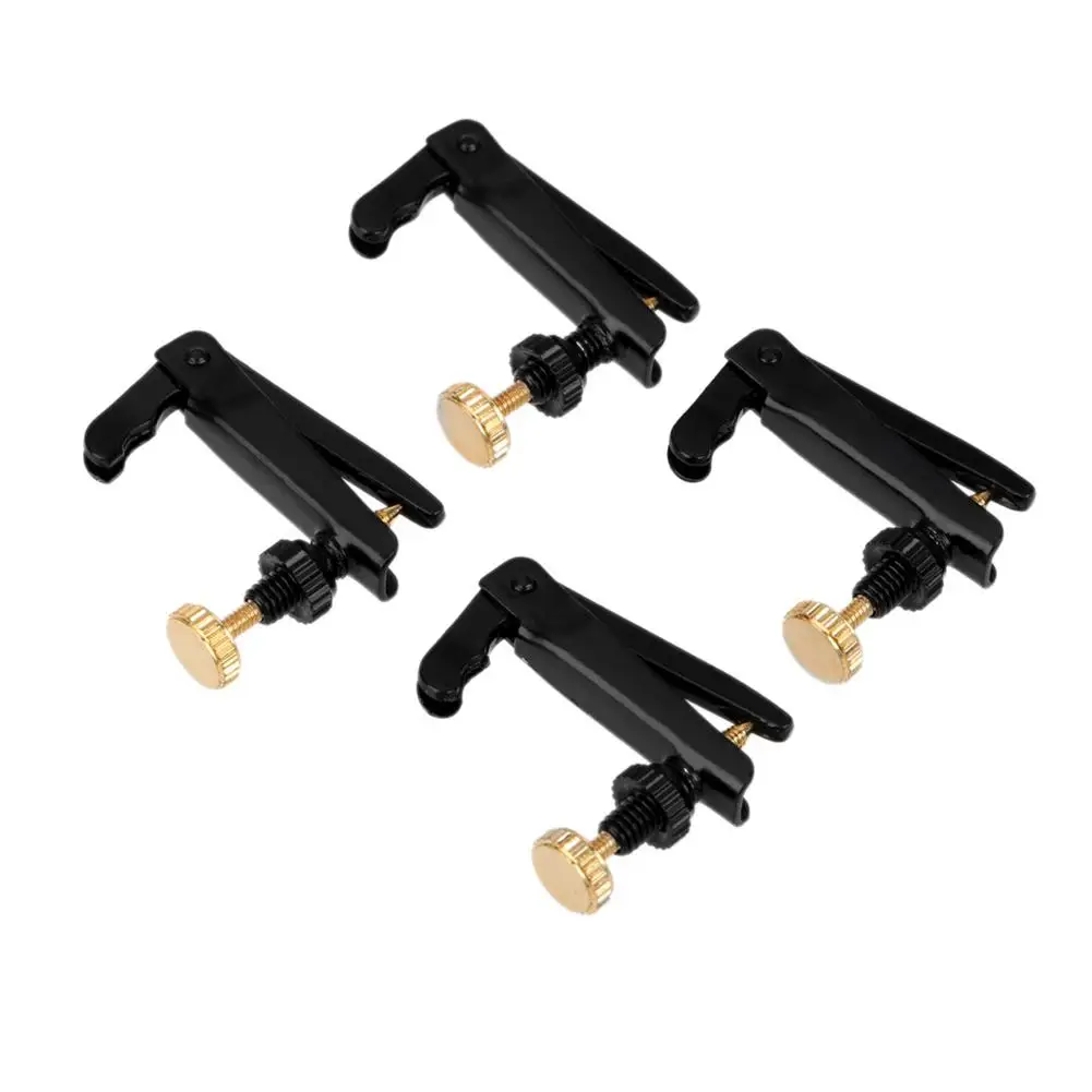 

4pcs/set Violin Fine Tuner Adjuster Copper Plating Screws Metal Tuner for 3/4 4/4 Size Violin Accessories Black
