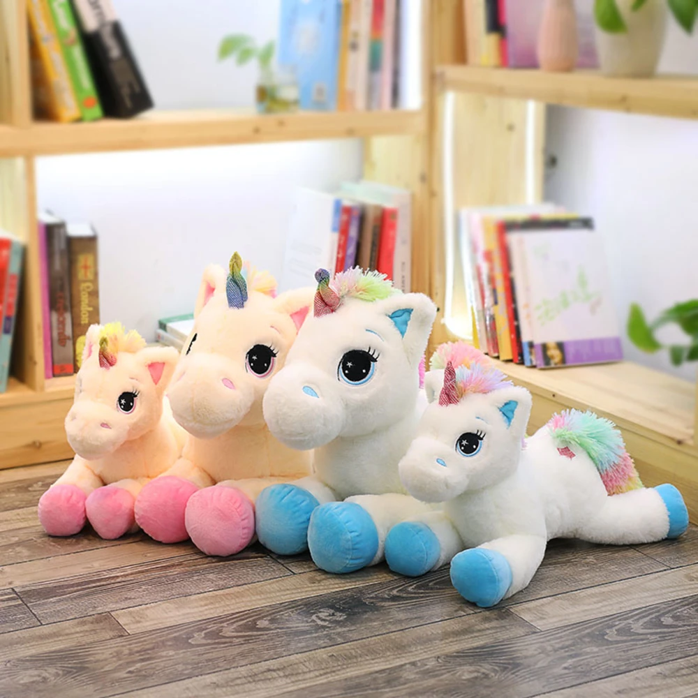 

Unicorn Pillow Realistic Plush Toy Animal Soft Padding. Kawaii Lifelike Dolls And Stuffed Toys For Children