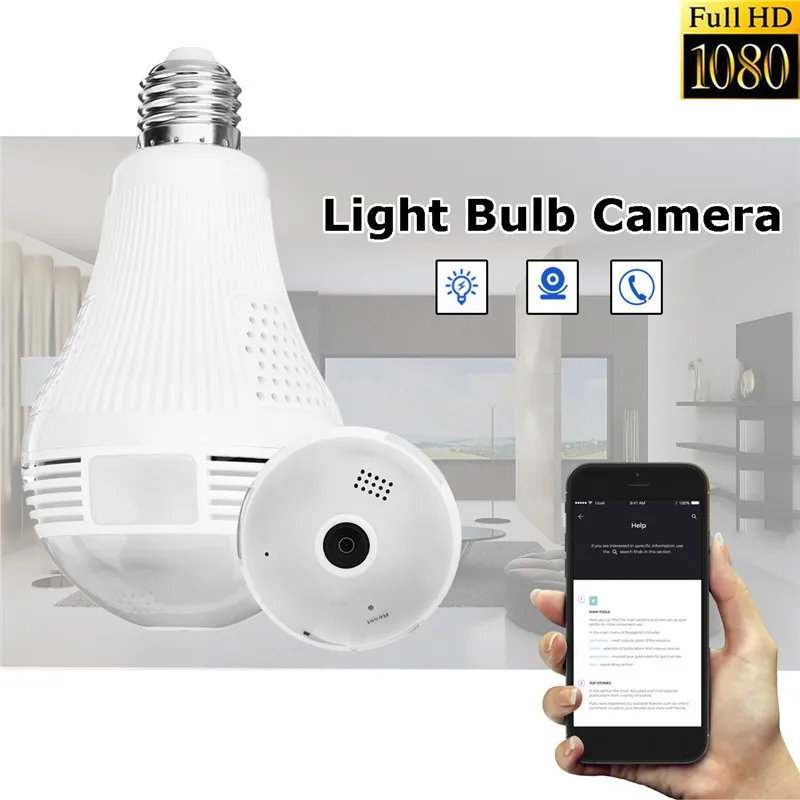 

Safurance Security Camera HD 1080P 360 Degree Panoramic Mini Wireless IR IP Camera Light Bulb Wifi FishEye Lamp CCTV Home