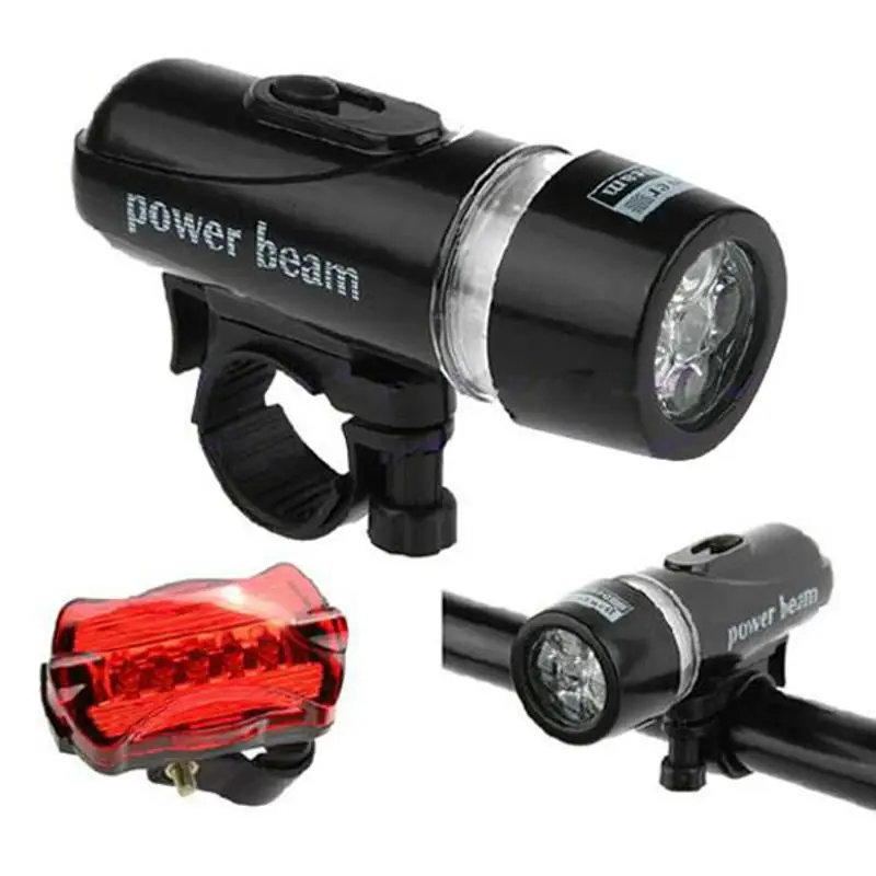 

New 5 LED Bicycle Mountain Bike Lamp Set Lights Front Rear Bike Lights