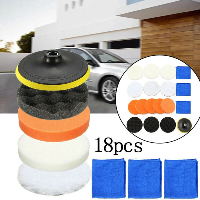 

18Pcs Waxing Polishing Sponge Buffer Pad Wheel Adapter Set Car Polisher Tool Suitable For Waxing Polishing Cleaning Wheels
