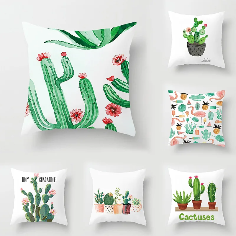 

7 Style 40x40cm Green soft printing cactus cushion pillow automobile cushion Cover sleeve square decorative Sofa Car pillow