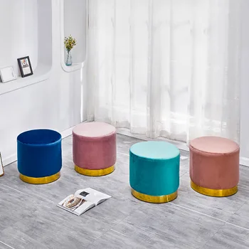 

Nordic Wind Footstool Cool Home Low Stool Personality Dressing Round Stool Fashion Creative Soft Web Star Shoes Velvet Stool