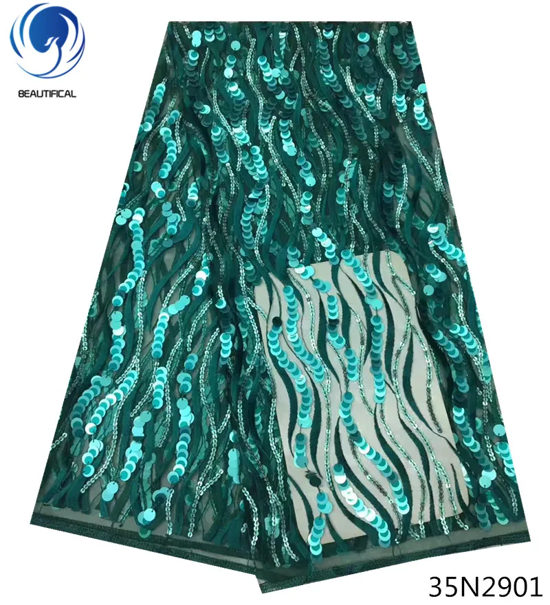

Beautifical african sequin lace green sequin lace fabric 5 yards french laces fabrics high quality tulle french fabric 35N29