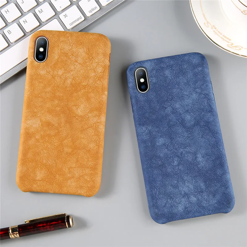 

USLION PU Matte Leather Phone Case For iPhone 6 7 8 Plus X XR XS Max Soft Leather Cases For iPhone 6 6S Plus Luxury Back Cover