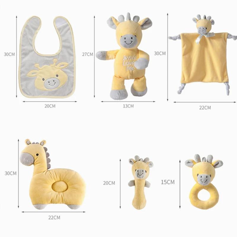 6 шт. набор средств по уходу за грудным ребенком игрушка Плюшевая Кукла-погремушка для младенцев мягкие колокольчики полотенце Подушка для сна для новорожденных детей 0-12 месяцев